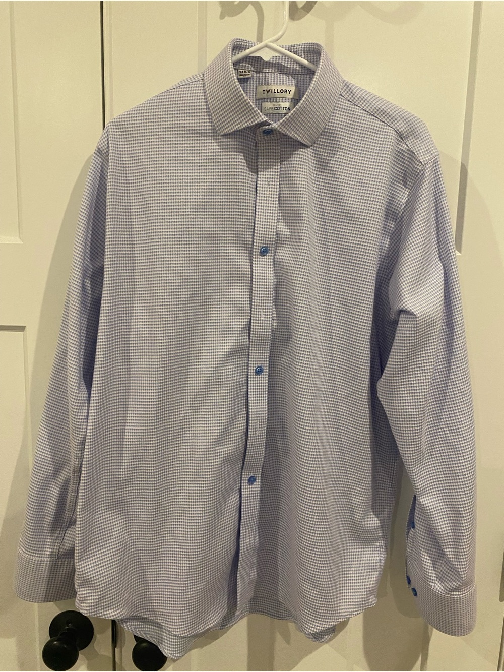 Twillory Men's Light Blue Micro-Check Dress Shirt